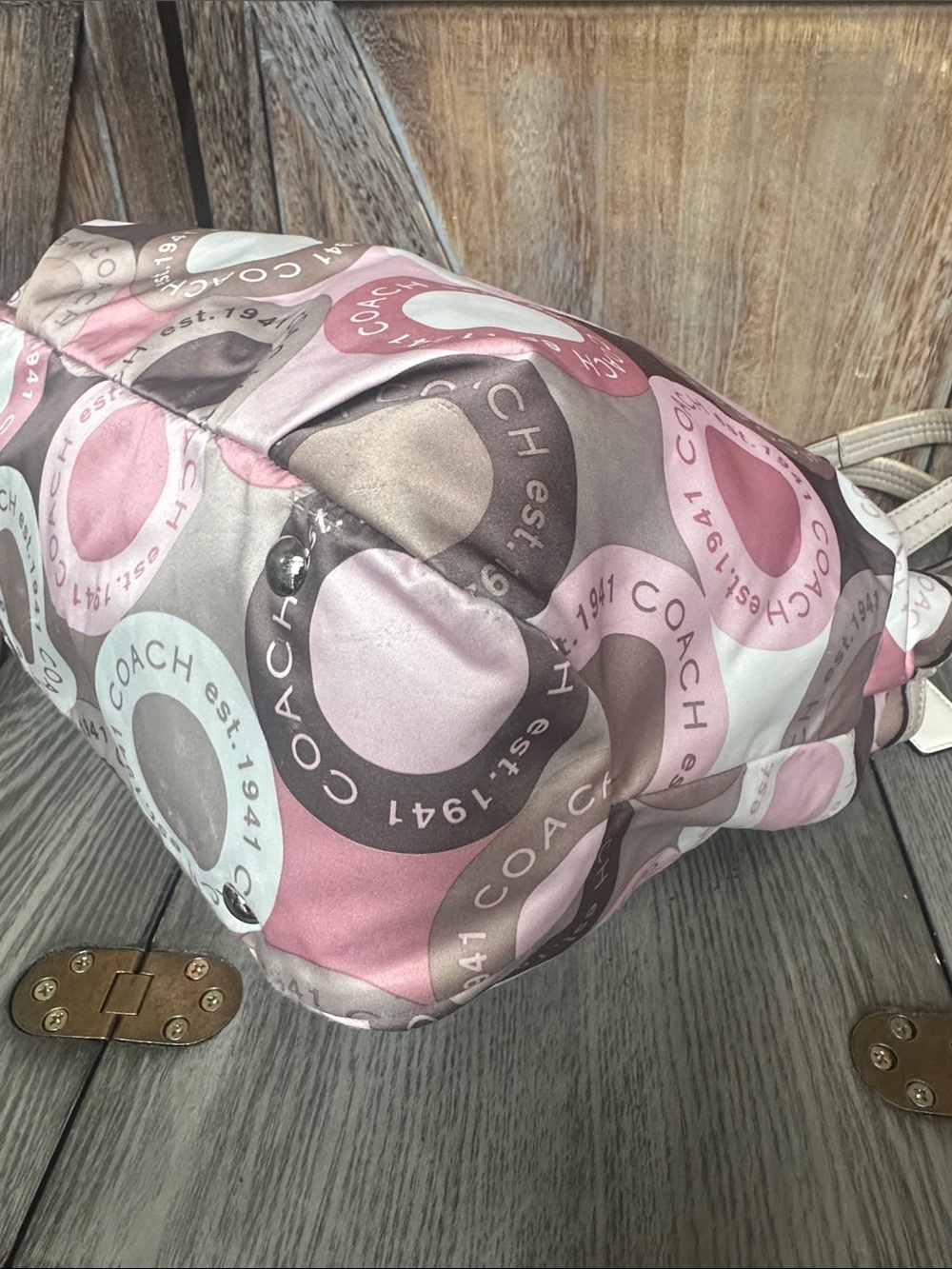 Coach Vintage Soho Snaphead Pink & Taupe Shoulder Tote Matching Wristlet RARE - Picture 9 of 16